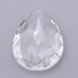 Transparent Glass Pendants, for Chandelier Crystal Hanging Pendants, Faceted, Teardrop, Clear, 49x35x18mm, Hole: 1.8mm(GLAA-WH0022-31)