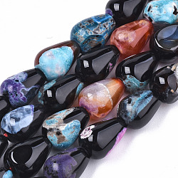 Natural Fire Crackle Agate Beads Strands, Dyed & Heated, Teardrop, 14x10mm, Hole: 1mm, about 28pcs/strand, 15.35 inch(39cm)(X-G-S359-248)