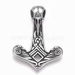 304 Stainless Steel Pendants, Anchor, Antique Silver, 48x35x10mm, Hole: 7mm(STAS-O101-35AS)