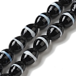 Handmade Lampwork Beads strand, Oval, Black, 10~10.5x7mm, Hole: 1.2mm, about 35pcs/strand, 14.37 inch(36.5cm)(LAMP-C008-07A)