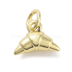 Rack Plating Croissant Brass Pendants, with Jump Rings, Long-Lasting Plated, Lead Free & Cadmium Free, Real 18K Gold Plated, 7x10x4mm, Hole: 3mm(KK-M293-02G)