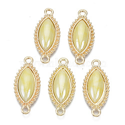 Porcelain Links Connectors, with Light Gold Plated Brass Findings, Horse Eye, Yellow, 26x11x4mm, Hole: 1.8mm(KK-N235-037E)