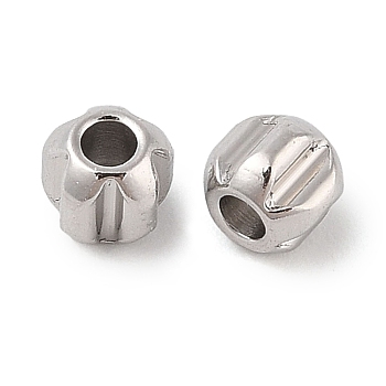 Non-Tarnish 303 Stainless Steel Beads, Pumpkin, Stainless Steel Color, 4x3.5mm, Hole: 1.6mm