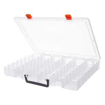 48 Grids Transparent Polypropylene(PP) Storage Box Organizer, for Cosmetics Jewelry Beads Pills Crafts, Rectangle, Clear, 35.7x27.8x4.25cm, Inner Diameter: 5.75x3.1cm