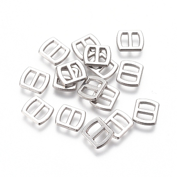 Mini Alloy Buckles, Adjustable Buckle Fasteners, Rectangle, Platinum, 6x5x1mm, Hole: 3x1mm