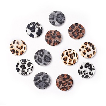 PU Leather Pendants, Flat Round, Mixed Color, 24x1.8mm, Hole: 2mm