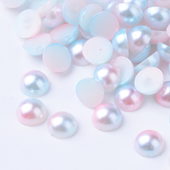 Imitation Pearl Acrylic Cabochons, Dome, Pink, 3x1mm, about 10000pcs/bag