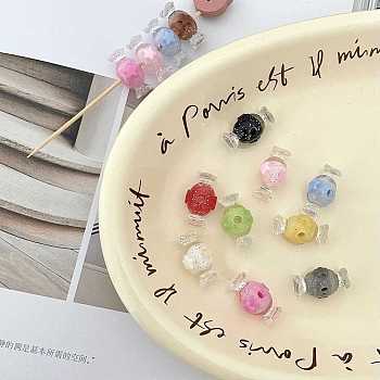 Transparent Acrylic Beads, Bead in Bead, Candy & Star, with Glitter Powder, Mixed Color, 11.9x24.7x14.2mm, Hole: 3.8mm, about 260pcs/500g