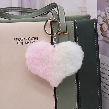 Imitation Rabbit Fur Keychain, Bag Pendant Decoration, Butterfly, Pink, Pendant: 9.5x8.5cm