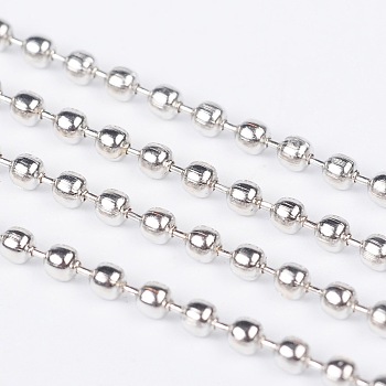 Iron Ball Chains, Soldered, Platinum, with Spool, Nickel Free, 2mm in diameter, about 328.08 Feet(100m)/roll