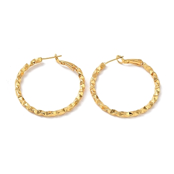 Brass Round Ring Hoop Earrings, with 925 Sterling Silver Pin for Women, Golden, 40x40x3mm