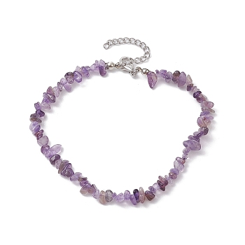 Natural Gemstone Beads Anklets, Chips, 10-5/8~11 inch(27~28cm)