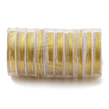 10 Rolls Round Copper Wire, Long-Lasting Plated, Golden, 18 Gauge, 1mm, 1.5m/roll