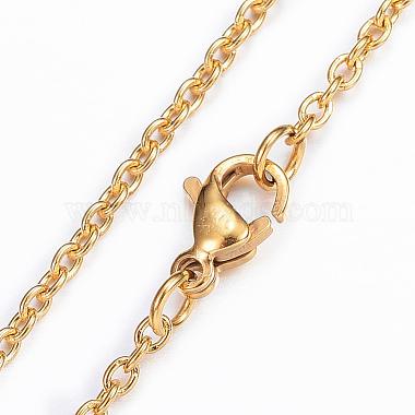 304 Stainless Steel Cable Chain Necklaces(NJEW-H445-16G)-2