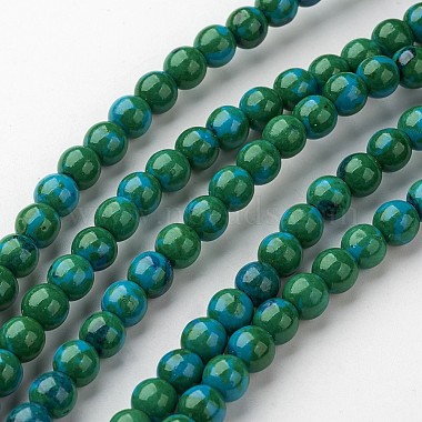 6mm Teal Round White Jade Beads