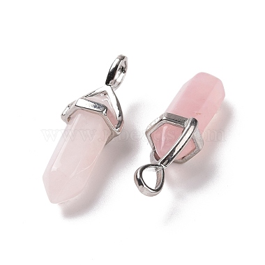 Natural Rose Quartz Pointed Pendants(X-G-K329-52P)-4