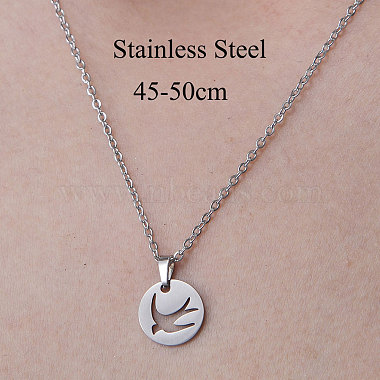 201 Stainless Steel Swallow Pendant Necklace(NJEW-OY001-17)-3