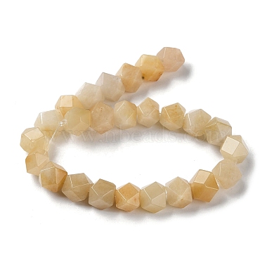Natural Topaz Jade Star Cut Round Beads Strands(G-M418-C15-01)-3