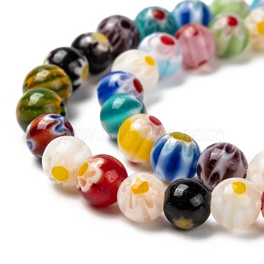Round Handmade Millefiori Glass Beads Strands(LK-R004-81)-3