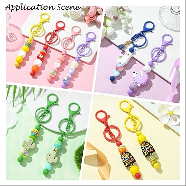 Spray Painted Alloy Bar Beadable Keychain for Jewelry Making DIY Crafts(KEYC-A011-02E)-3