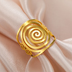Adjustable 304 Stainless Steel Cuff Rings, Whorl, Golden, Inner Diameter: 15~20mm(FS-WG5A8DE-02)