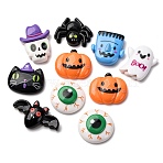 Halloween Theme Opaque Resin Cabochons, Mixed Shapes, Mixed Color, 20.5~32x24.5~37.5x7.5~8mm(RESI-B033-01)