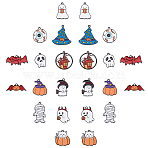 24 Pcs 12 Styles Halloween Theme Alloy Enamel Pendants, Mixed Shapes, Mixed Color, 2pcs/style(ENAM-SC0001-93)