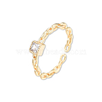 Clear Cubic Zirconia Open Cuff Ring for Women, Brass Chain Ring, Cadmium Free & Nickel Free & Lead Free, Golden, US Size 6 3/4(17.1mm)(RJEW-N039-06LG)