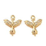 Brass Micro Pave Clear Cubic Zirconia Charms, Phoenix Bird, Nickel Free, Real 18K Gold Plated, 13.5x11x2mm, Hole: 1.2mm(KK-B160-11G)