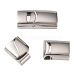 Tarnish Resistant 316 Surgical Stainless Steel Magnetic Clasps with Glue-in Ends, Rectangle, Stainless Steel Color, 29x14x8.5mm, Inner Diameter: 12x7mm(STAS-G241-14C-P)