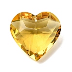 Glass Charms, Faceted, for Chandelier Crystal Hanging Pendants, Heart, Gold, 43.5x45.5x26mm, Hole: 1.8mm(X-EGLA-M028-01C)