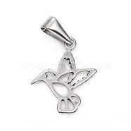 304 Stainless Steel Pendants, Bird, Stainless Steel Color, 20x16.5x1mm, Hole: 3x7.5mm(STAS-I136-13P)