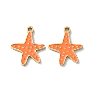 Ion Plating(IP) 304 Stainless Steel Pendants, with Enamel, Starfish Charm, Golden, 16x13x1.5mm, Hole: 1.5mm(STAS-C083-08G-01)