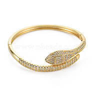 Snake Bangles for Women, Brass Micro Pave Cubic Zirconia Bangles, Nickel Free, Real 16K Gold Plated, Inner Diameter: 2-1/4 inch(5.6cm)(BJEW-Q700-004-NF)