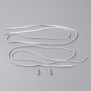 Spandex High Elastic Yarn Shoelaces, with Aluminum Buckles, Flat, White, 18~1020x6~8x1.5~8mm, 4pcs/set(DIY-WH0225-80E)