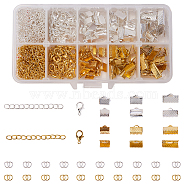 SUNNYCLUE DIY Jewelry Kits, with Iron Ribbon Ends & Chain Extender & Jump Rings, Zinc Alloy Lobster Claw Clasps and Plastic Box, Golden & Silver, 13.5x7x3cm, about 440pcs/box(DIY-SC0009-59)