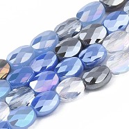 Electroplate Glass Beads Strands, AB Color Plated, Faceted, Oval, Cornflower Blue, 8x6x4mm, Hole: 1.2mm, about 69~70pcs/strand, 22.83~23.03inch(58~58.5cm)(EGLA-S194-17C)