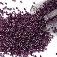 TOHO Round Seed Beads, Japanese Seed Beads, (1076) Inside Color Grey/Magenta Lined, 15/0, 1.5mm, Hole: 0.7mm, about 3000pcs/10g(X-SEED-TR15-1076)