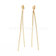 Brass Friction Ear Nut with Long Chain Tassel, Cadmium Free & Lead Free, Long-Lasting Plated, Real 18K Gold Plated, 69x1mm, Hole: 1mm(KK-B059-32G)