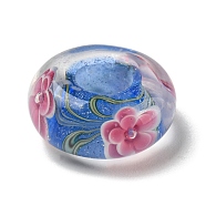 Glass European Beads, Large Hole Beads, Rondelle, Royal Blue, 15x6.5mm, Hole: 5.5mm(GLAA-XCP0001-40B)