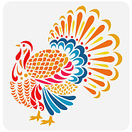 PET Hollow Out Drawing Painting Stencils, for DIY Scrapbook, Photo Album, Rooster Pattern, 30x30cm(DIY-WH0391-0435)