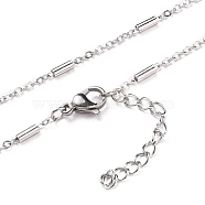 304 Stainless Steel Cable Chain Necklaces, with Tube Beads and Lobster Claw Clasps, Stainless Steel Color, 19-7/8 inch(50.5cm)(NJEW-JN03169-03)