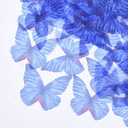 Organza Fabric, For DIY Jewelry Making Crafts, Butterfly, Blue, 43x48.5mm(X-FIND-S317-01)