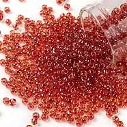 TOHO Round Seed Beads, Japanese Seed Beads, (365) Inside Color Light Topaz/Pomegranate Lined, 8/0, 3mm, Hole: 1mm, about 222pcs/10g(X-SEED-TR08-0365)