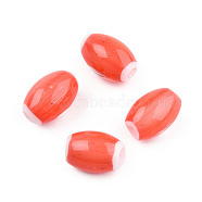 Handmade Lampwork Beads Strands, Oval, Tomato, 10.5~11.5x7.5~8mm, Hole: 1.2~2mm, about 34~37pcs/strand, 15.75 inch~15.94 inch(40~40.5cm)(LAMP-N023-004-10)