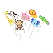 Paper Animal Theme World Cake Insert Card Decoration, with Bamboo Stick, for Kids Birthday Cake Decoration, Mixed Color, 95~149mm, 7pcs/Set(DIY-H108-08)