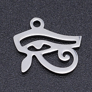 Stainless Steel Pendants, Egyptian Eye of Horus, Stainless Steel Color, 12x14mm(EVIL-PW0001-05C-P)