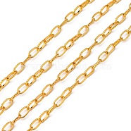 Iron Cable Chains, Textured, Unwelded, with Spool, Flat Oval, Golden, 8x5x1.2mm, about 164.04 Feet(50m)/roll(CHT012Y-G)