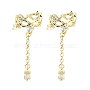 Rack Plating Brass Micro Pave Cubic Zirconia Cuff Earring, Cadmium Free & Lead Free, Long-Lasting Plated, Bowknot, Real 18K Gold Plated, 9x13.5x13mm(EJEW-C086-08G)