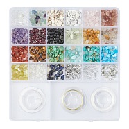Gemstone Chip Beads Kit for DIY Jewelry Set Making, Including Natural & Synthetic Mixed Stone Chip Beads, Copper Jewelry Wire, Elastic Thread, Zinc Alloy Clasps, 304 Stainless Steel Jump Rings and Iron Bead Tips, Gemstone Beads: about 168g/box(DIY-FS0002-20)